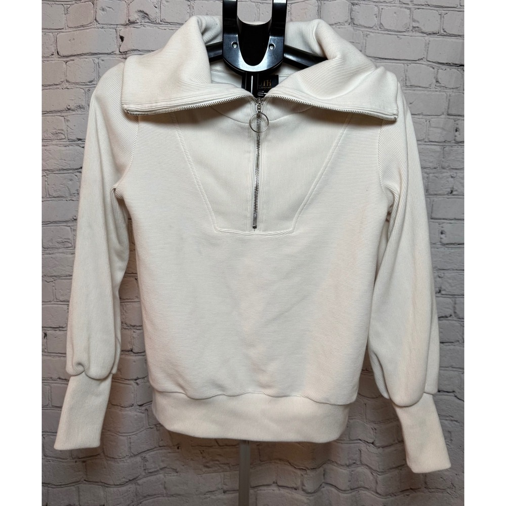 Truth‎ by Republic Womens Ribbed Quarter Zip Pullover Sweater Cream XS